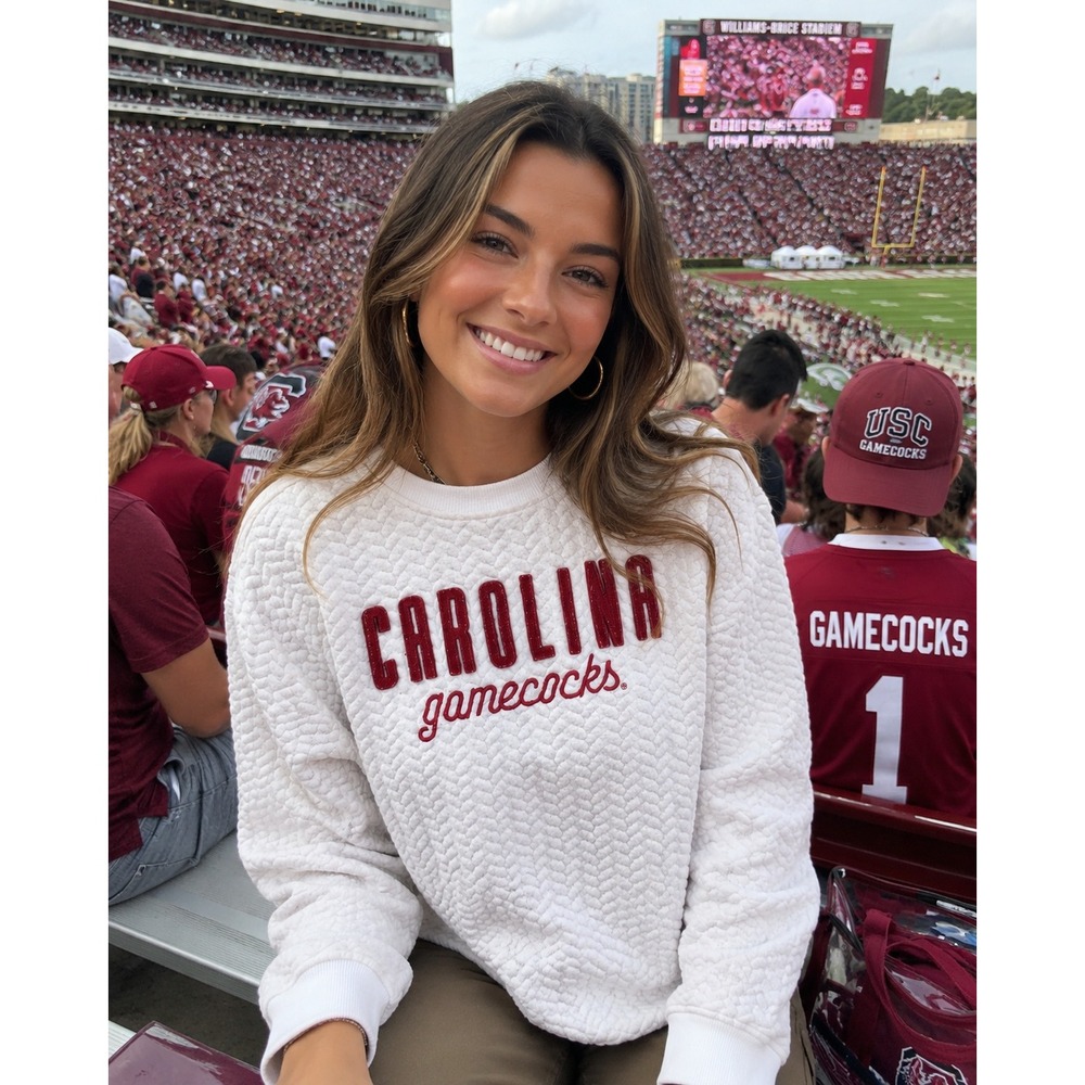 Pressbox South Carolina Gamecocks Quilted Sweatshirt White Womens Large PK 8697